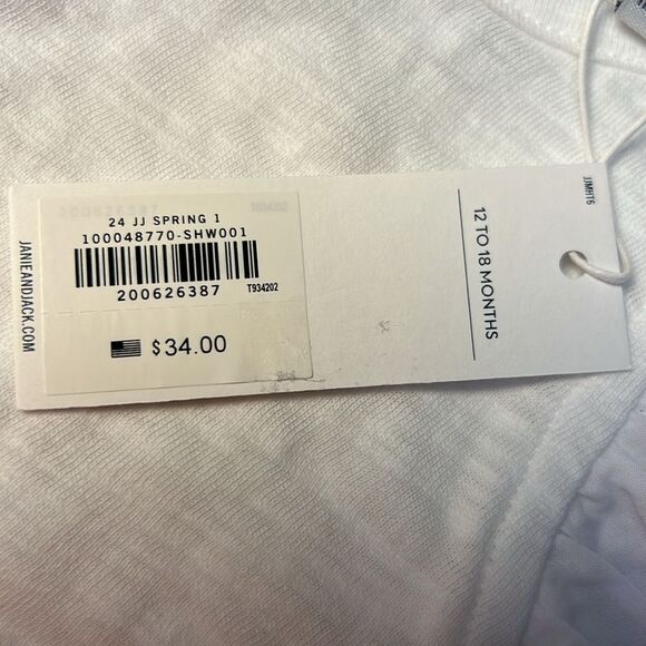 Janie and Jack 100048770 Eyelet Ruffle Sleeve Top NWT size 12-18 months - Picture 3 of 8